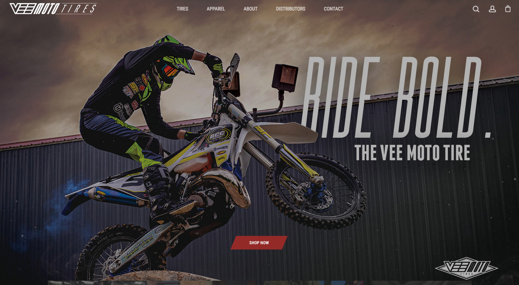 Vee Moto Tires Website Homepage