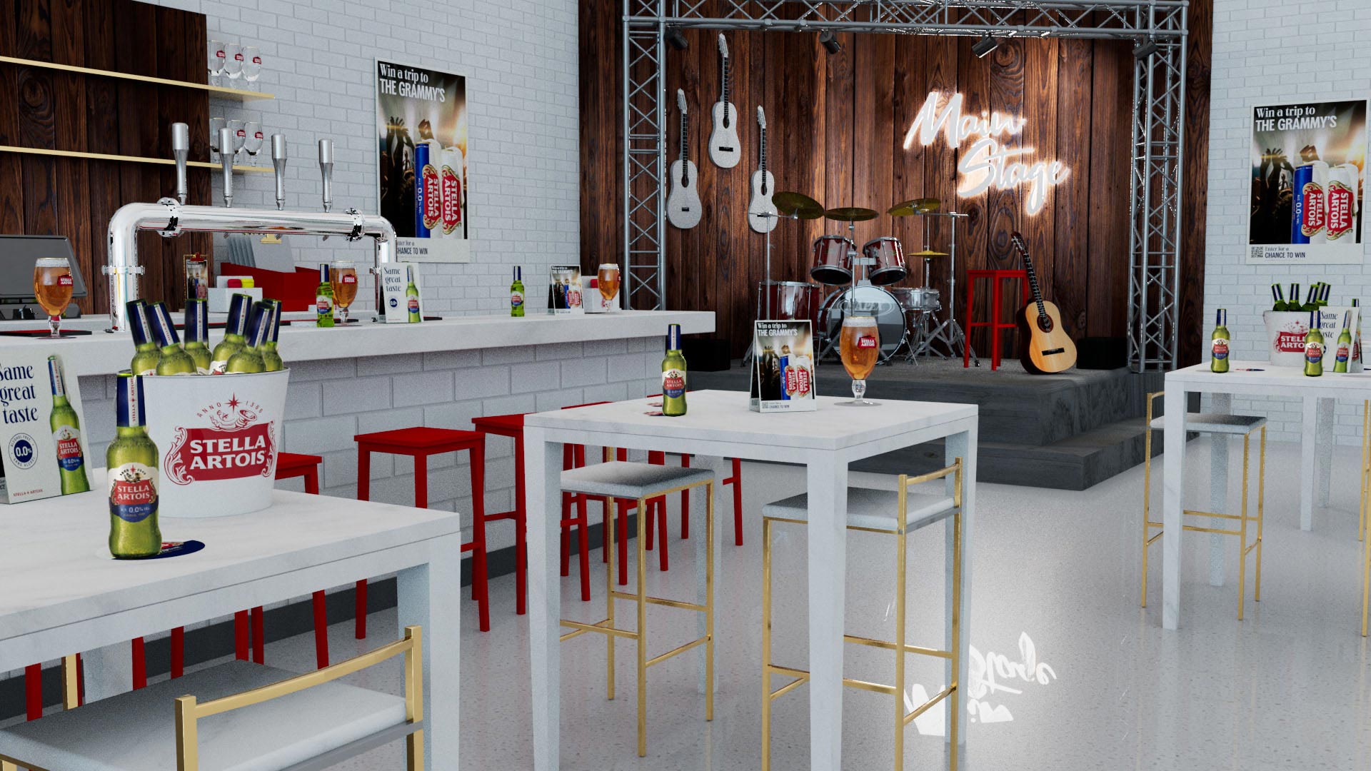 Stella Artois Grammys On Premise 3D Design Render After
